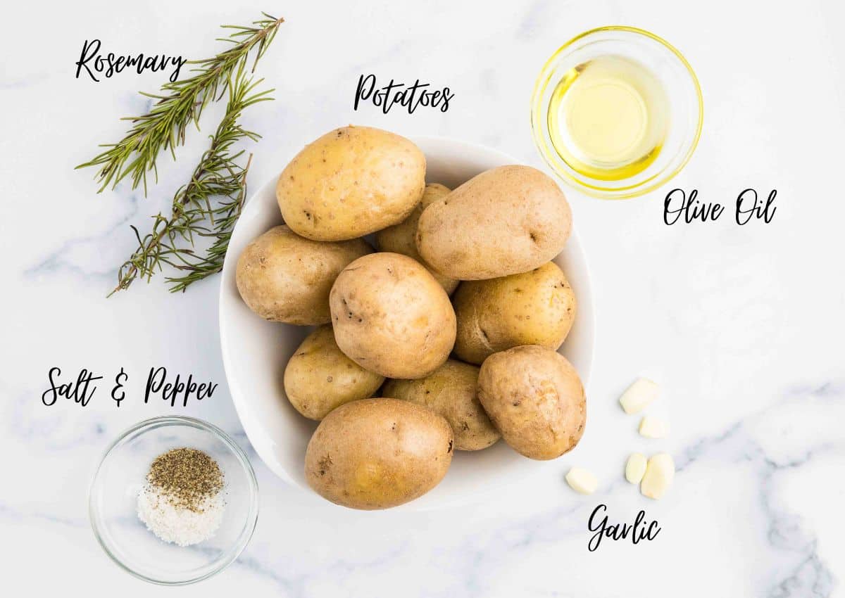 Garlic, Rosemary, Potatoes, oil salt & pepper